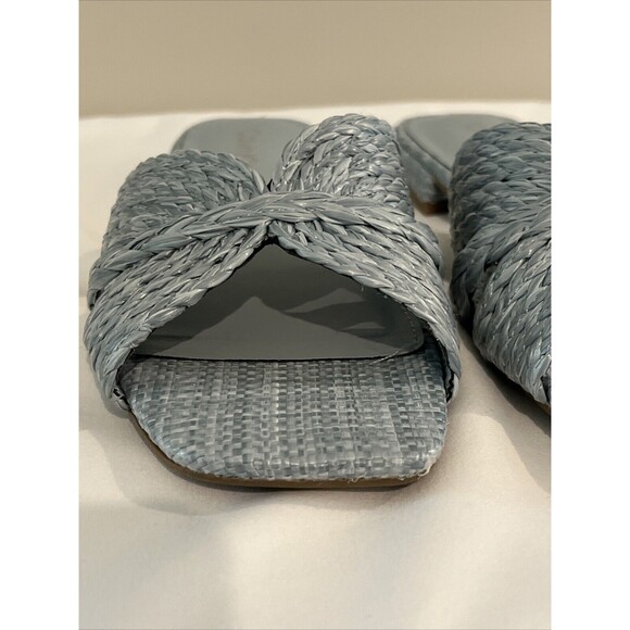 Calvin Klein Raffia Flat Sandals Powder Blue Size 7 - Picture 3 of 13